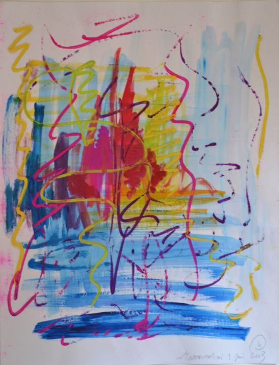 Painting titled ""L'Interrogation » 2" by July Singer, Original Artwork, Acrylic