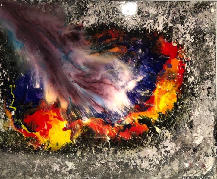 Ζωγραφική με τίτλο "Tempête Cosmique" από Krystali Art Design, Αυθεντικά έργα τέχνης, Ακρυλικό