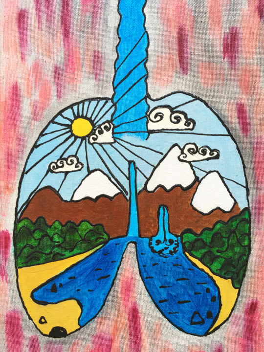 Pintura intitulada "Lungs" por Olya Feofilova, Obras de arte originais, Óleo