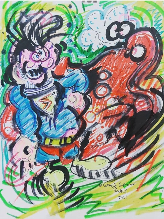 La capa de Superman (Superman 's cape) 绘画, 11x8.5 in