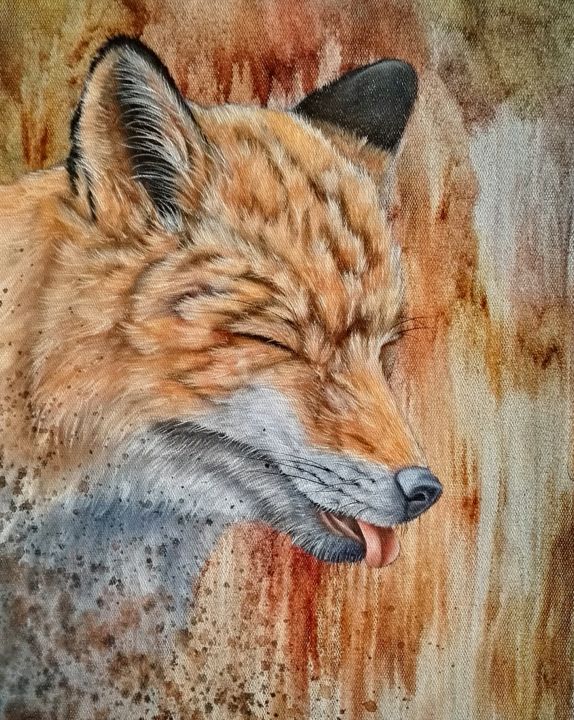 Le renard série animalière format 33/41 cm 绘画, 16.1x13 in