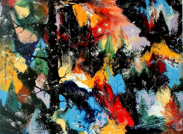 Peinture intitulée "Paysage d'automne -…" par Charles Carson, Œuvre d'art originale, Acrylique