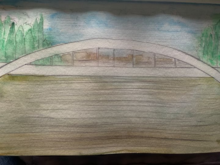 Walton Bridge 绘画, 5.5x8.3 in