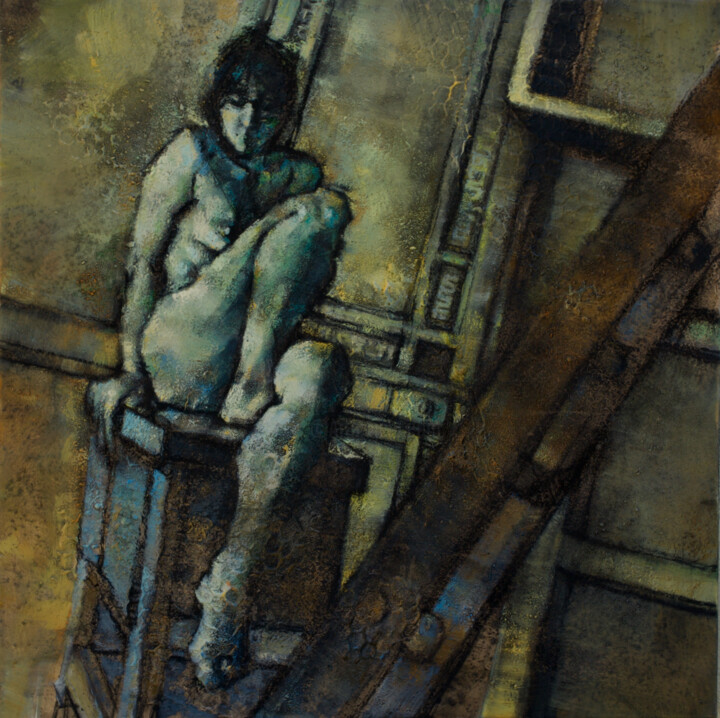 Nu Jaune en atelier 绘画, 27.6x27.6 in