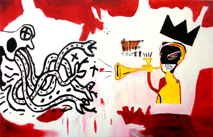 Snakes VS Trumpet 绘画, 23.6x36.2 in