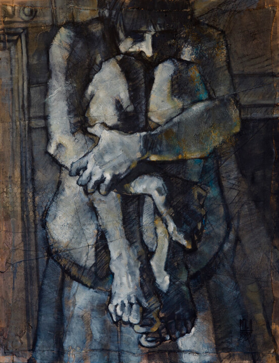 Nu Bleu 2 - 2020 绘画, 45.7x35 in