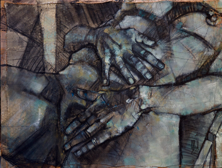Nu Bleu 3 - 2020 绘画, 35x45.7 in