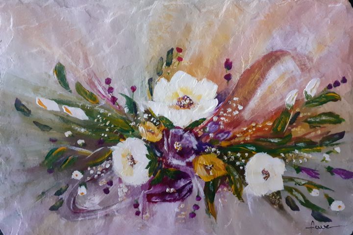Malarstwo zatytułowany „Fleurs abstraites” autorstwa Alain Favé, Oryginalna praca, Akryl