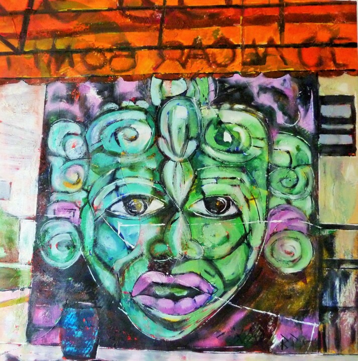 "Pachamama" Streetart Playa del Carmen Mexique 绘画, 19.7x19.7 in