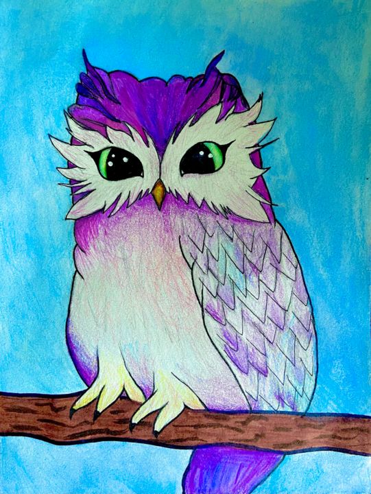 Hou-Hou 🦉 ( Le Hibou) 图画, 11.8x9.5 in