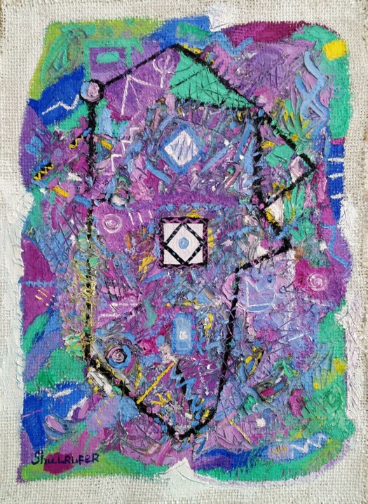 Painting titled "Caos 2" by Janna Shulrufer, Original Artwork, Oil Mounted on Cardboard