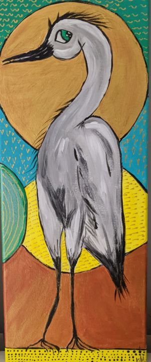 Héron cendré d'Occitanie 绘画, 11.8x7.9 in