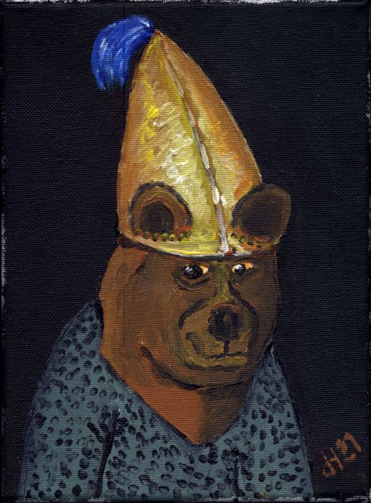 Bär mit Goldhelm 绘画, 9.5x7.1 in