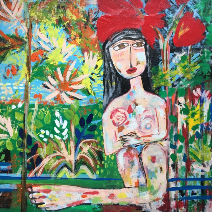 soaking up the sun 绘画, 27.5x26.5 in