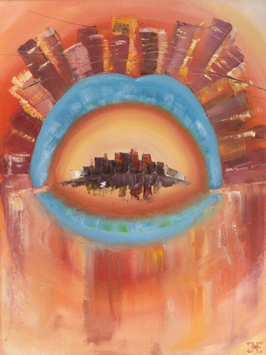 Broadcast. Oil painting on canvas 绘画, 15.8x11.8 in