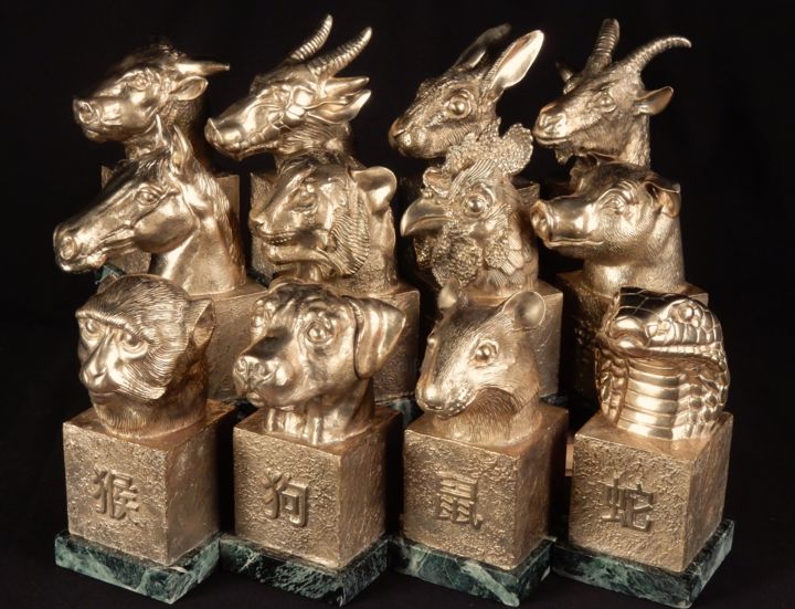 Sculpture titled "Signes astrologique…" by Jean-François Leroy, Original Artwork, Bronze