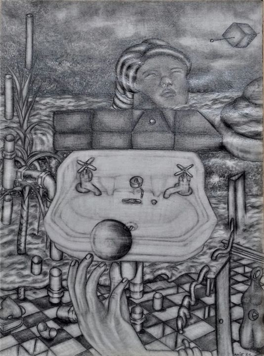 'London bathroom sink' 图画, 12.6x9.5 in