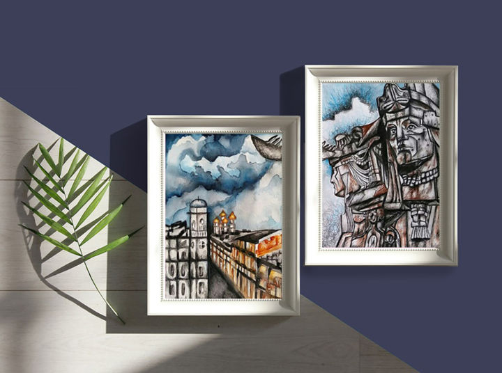 Peinture intitulée "Powerful St. Peters…" par Yulia Bukharovskaya, Œuvre d'art originale, Crayon