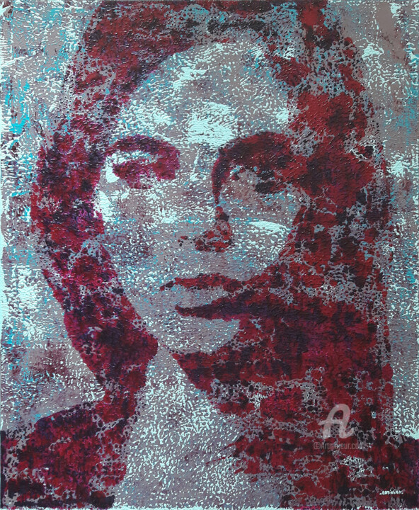Peinture intitulée "Portrait femme bleu…" par Sophie Artinian, Œuvre d'art originale, Huile