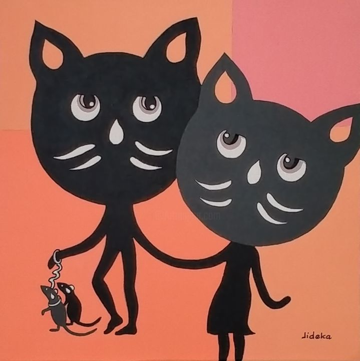 Peinture intitulée "Promenade digestive…" par Jocelyne Deschamps-Kus, Œuvre d'art originale, Acrylique Monté sur Châssis en…