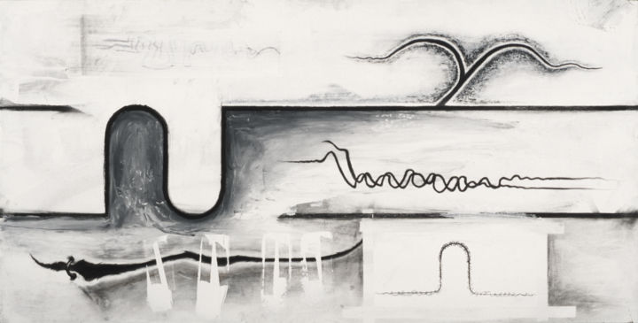 Tekening getiteld "Variations on the L…" door John Chan, Origineel Kunstwerk, Houtskool Gemonteerd op Frame voor houten bran…