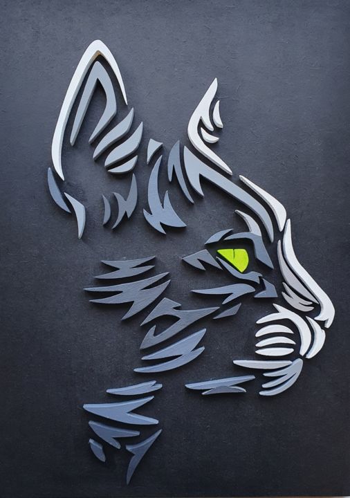 Chat tribal 雕塑, 13.4x9.7 in