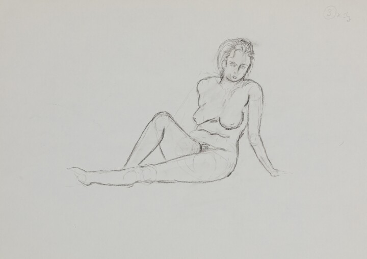 Akt Skizze F 绘画, 11.8x16.5 in