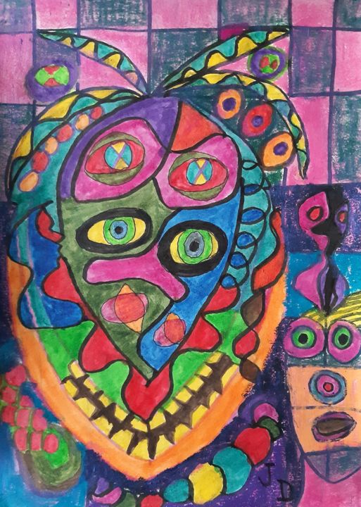 Painting titled "Art Brut à Hardelot" by Jacques Desvaux (JD), Original Artwork, Marker