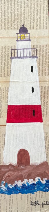 Schilderij getiteld "Faro bianco e rosso" door Lilli Pitti, Origineel Kunstwerk, Acryl