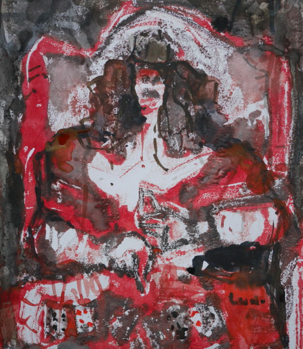 Gravures & estampes intitulée "la tireuse de cartes" par Gildas Cadic, Œuvre d'art originale, Monotype