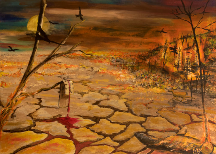 Hell on Earth 绘画, 19.7x27.6 in