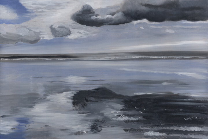 Painting titled "Stormy Reflection" by James Potter, Original Artwork, Oil