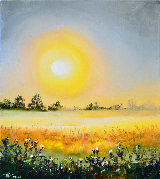 Painting titled "Мистический закат" by Vadim Stolyarov, Original Artwork, Oil
