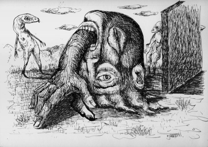 Coquille ( le cul à l'envers et le sexe à l'hiver ) 图画, 8.3x11.7 in