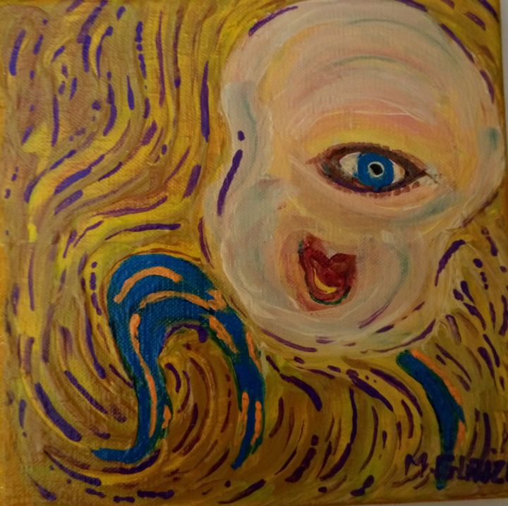 MON OEIL SUFFIT POUR VOUS SURVEILLER 绘画, 7.9x7.9 in
