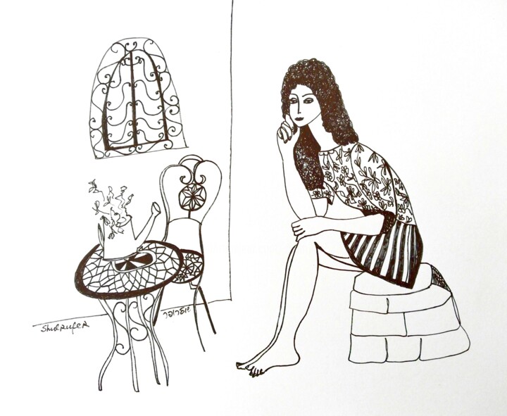 Drawing titled "אז מה" by Janna Shulrufer, Original Artwork, Gel pen