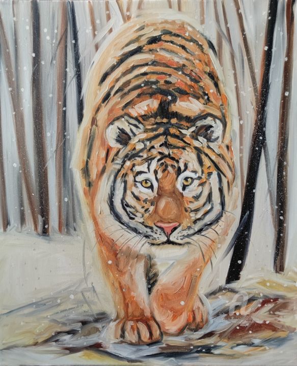 Tiger 1 绘画, 21.7x18.1 in