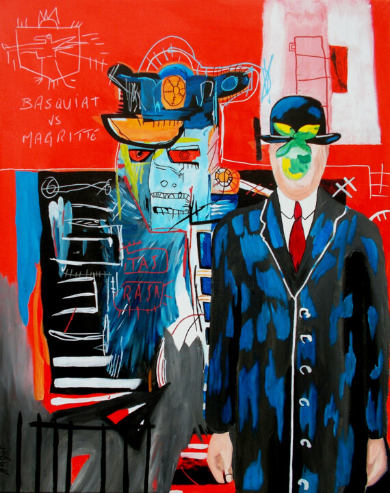 Basquiat VS Magritte 绘画, 31.9x25.6 in