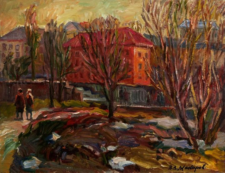 Autumn walk, oil painting 绘画, 19.7x25.6 in