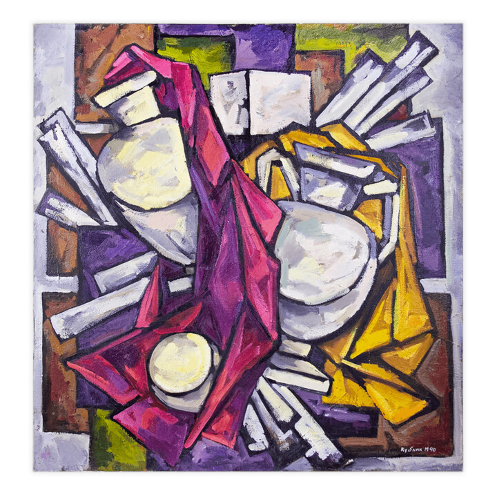 Schilderij getiteld "Gypsum vases" door Mikhail Kublik, Origineel Kunstwerk, Olie Gemonteerd op Frame voor houten brancard