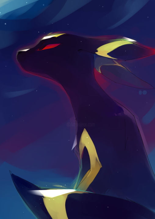 Цифровое искусство под названием "Umbreon" - Io Zárate, Подлинное произведение искусства, Цифровая живопись
