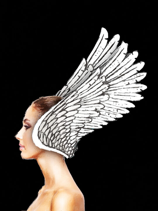 Woman Wings Head 绘画, 20x15 in