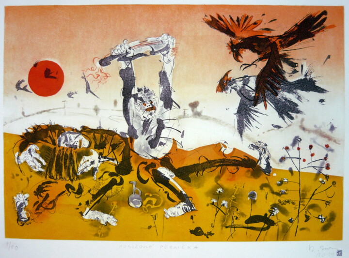 Last song ( Posledná pesnička) Printmaking, 18.9x24.2 in