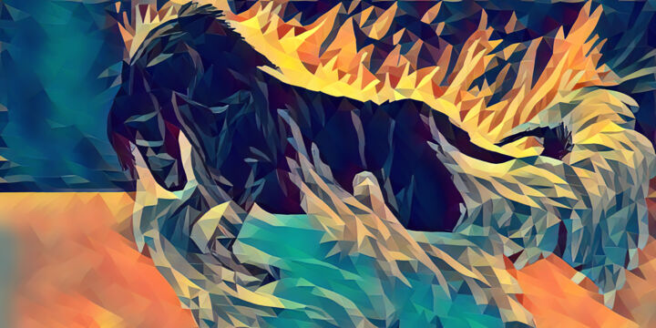 Black Stallion Fire,Water 数字艺术