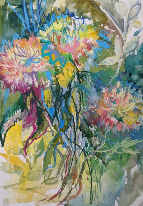 dance of flowers 绘画, 16.5x11.8 in