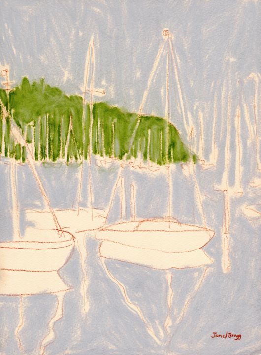 Painting titled "Cap Sante Reflectio…" by Janel Bragg, Original Artwork, Pastel