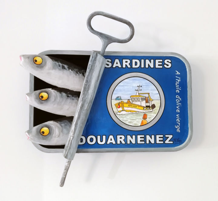 Sardines de Douarnenez, bleu 雕塑, 9.8x15.8 in