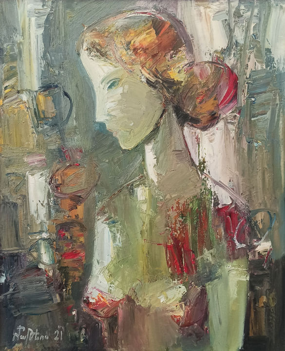 Peinture intitulée "Portrait 40x50cm ,o…" par Mateos Sargsyan, Œuvre d'art originale, Huile Monté sur Châssis en bois
