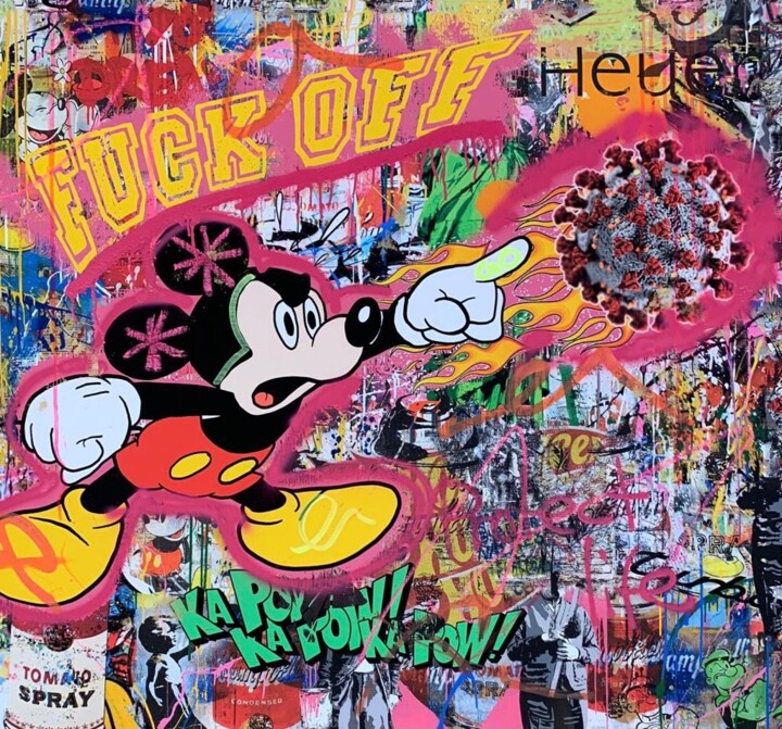 Fuck Off 绘画, 39.4x39.4 in