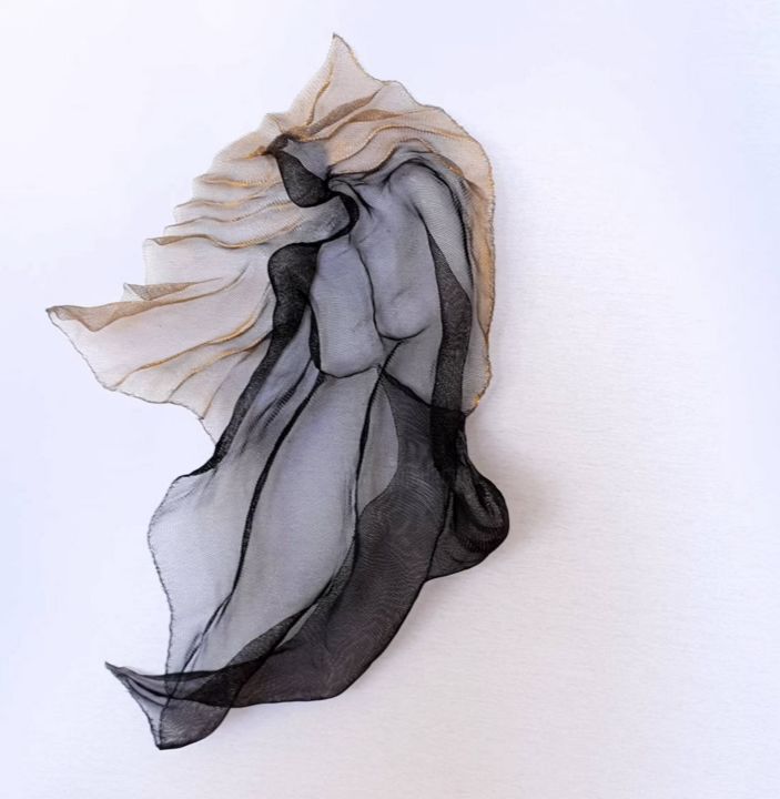 Black Freedom bird Unique Wire metal mesh sculpture Modern a 雕塑, 33.1x27.2 in